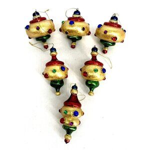 Atomic Spaceship Orb Christmas Ornament Multicolor Lot of 6 Composite Pier 1